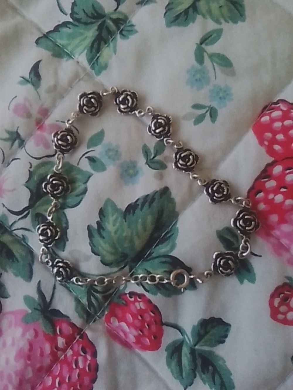 Vintage Sterling Silver Adjustable Rose Bracelet